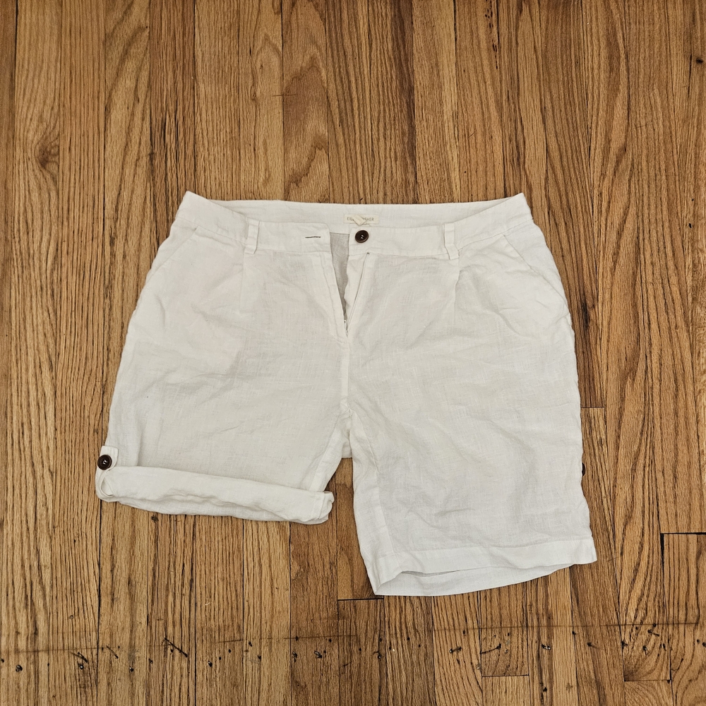 Eileen Fisher White Flat Front Shorts